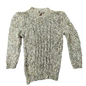 VTG Chunky Knit Sweater Women Medium Beige Textured Cozy Boho Thick Cottagecore